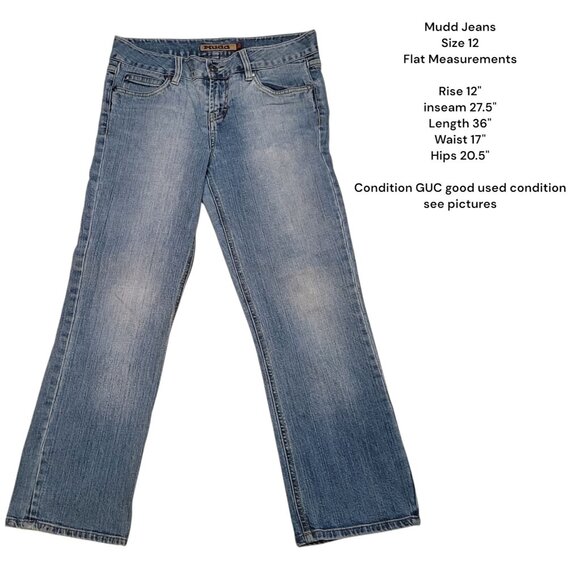 Vintage Y2K 90s Mudd Size 12 / 34 " Waist Flare Jeans Retro Wash High Rise - Picture 1 of 5